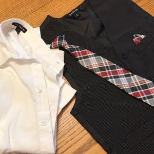 Boys vest, dress shirt and tie